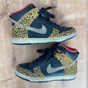 Nike Dunk High Black Skinny Leopard Animal Print - Womens Size 7/Mens 5.5